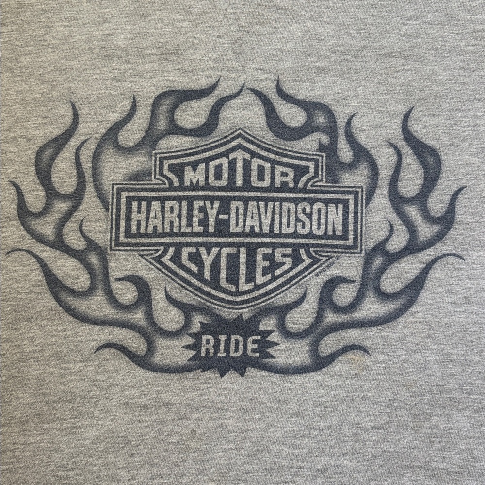 Vintage 90s/Y2K Harley Davidson FLAME SLEEVE Made in USA Graphic Tee XL - Picture 9 of 9